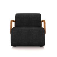 Poltrona Sala De Estar Braço De Madeira Kit 2 Hellen Sintético Pu Preto K01 - D'rossi - 5