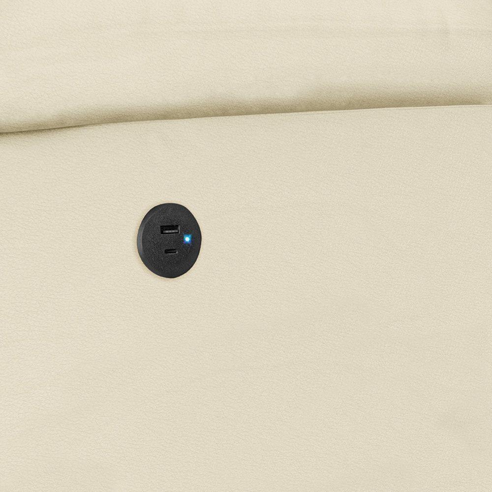 Poltrona Do Papai Reclinável Melim Controle Power Elétrico Usb Sintético Pu Fh1 - D'rossi Cor Bege - 4