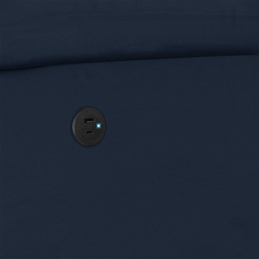 Poltrona Do Papai Reclinável Melim Controle Power Elétrico Usb Sintético Pu Fh1 - D'rossi Cor Azul - 4