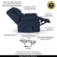 Poltrona Do Papai Reclinável Melim Controle Power Elétrico Usb Sintético Pu Fh1 - D'rossi Cor Azul - 8