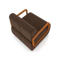 Poltrona Sala De Estar Braço De Madeira Hellen Veludo Marrom K01 - D'rossi - 3