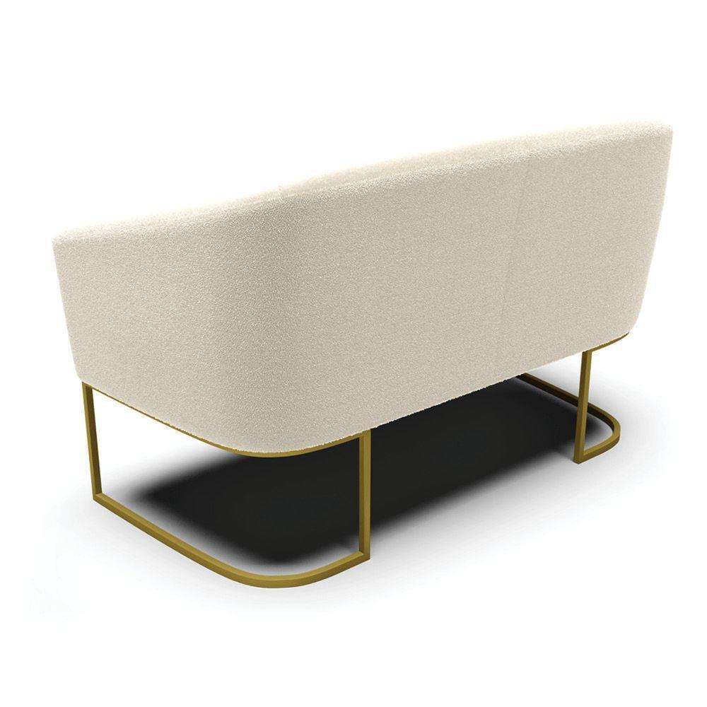 Namoradeira E 2 Poltronas Industrial Dourado Stella Bouclê D03 - D'rossi Cor Mostarda - 4