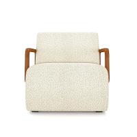 Poltrona Sala De Estar Braço De Madeira Hellen Bouclê K01 - D'rossi Cor Bege - 5