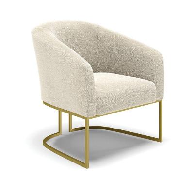 Poltrona Decorativa Base Industrial Dourado Stella Bouclê D03 - D'rossi Cor Mostarda