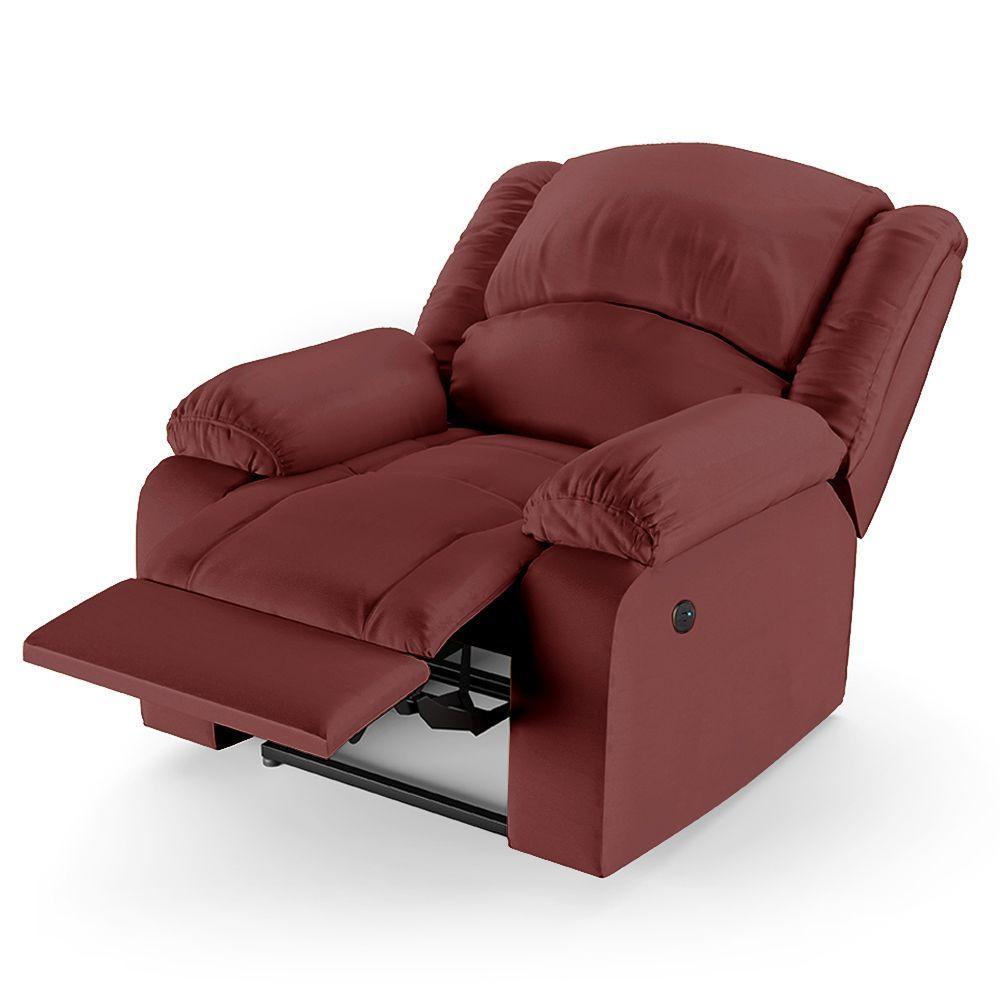 Poltrona Do Papai Reclinável Melim Controle Power Elétrico Usb Sintético Pu Fh1 - D'rossi Cor Vermelho - 2