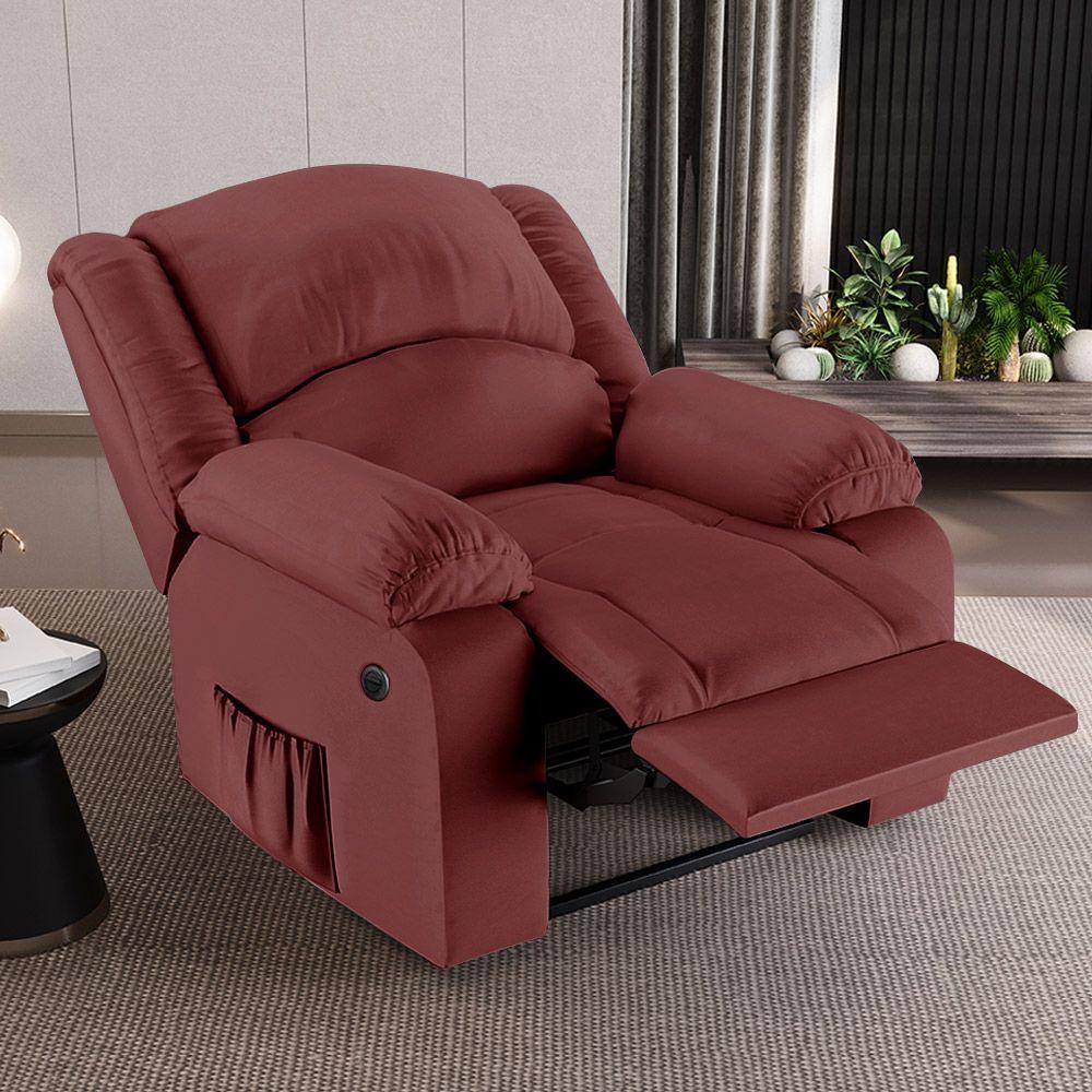 Poltrona Do Papai Reclinável Melim Controle Power Elétrico Usb Sintético Pu Fh1 - D'rossi Cor Vermelho - 7