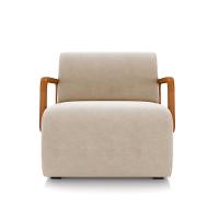 Poltrona Sala De Estar Braço De Madeira Kit 2 Hellen Veludo K01 - D'rossi Cor Bege - 5