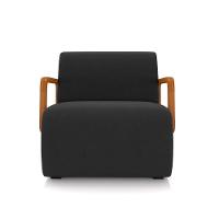 Poltrona Sala De Estar Braço De Madeira Kit 2 Hellen Veludo Preto K01 - D'rossi - 5