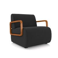 Poltrona Sala De Estar Braço De Madeira Kit 2 Hellen Veludo Preto K01 - D'rossi - 7