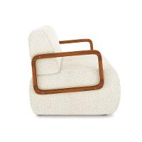 Poltrona Sala De Estar Braço De Madeira Kit 2 Hellen Bouclê K01 - D'rossi Cor Bege - 3