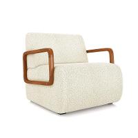 Poltrona Sala De Estar Braço De Madeira Kit 2 Hellen Bouclê K01 - D'rossi Cor Bege - 7