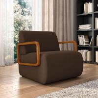 Poltrona Sala De Estar Braço De Madeira Hellen Veludo K01 - D'rossi Cor Marrom - 6