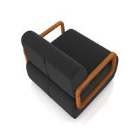 Poltrona Sala De Estar Braço De Madeira Kit 2 Hellen Veludo K01 - D'rossi Cor Preto - 2