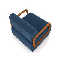 Poltrona Sala De Estar Braço De Madeira Kit 2 Hellen Veludo Azul Marinho K01 - D'rossi - 2