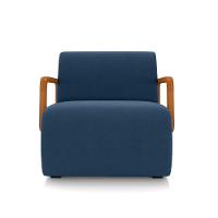 Poltrona Sala De Estar Braço De Madeira Kit 2 Hellen Veludo Azul Marinho K01 - D'rossi - 5