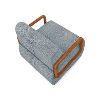 Poltrona Sala De Estar Braço De Madeira Hellen Bouclê K01 - D'rossi Cor Azul - 3