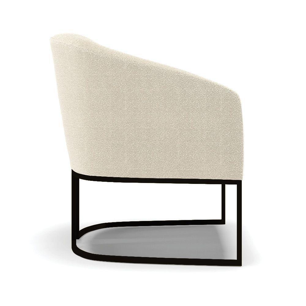 Poltrona Decorativa Base Industrial Preto Stella Bouclê D03 - D'rossi Cor Menta - 5