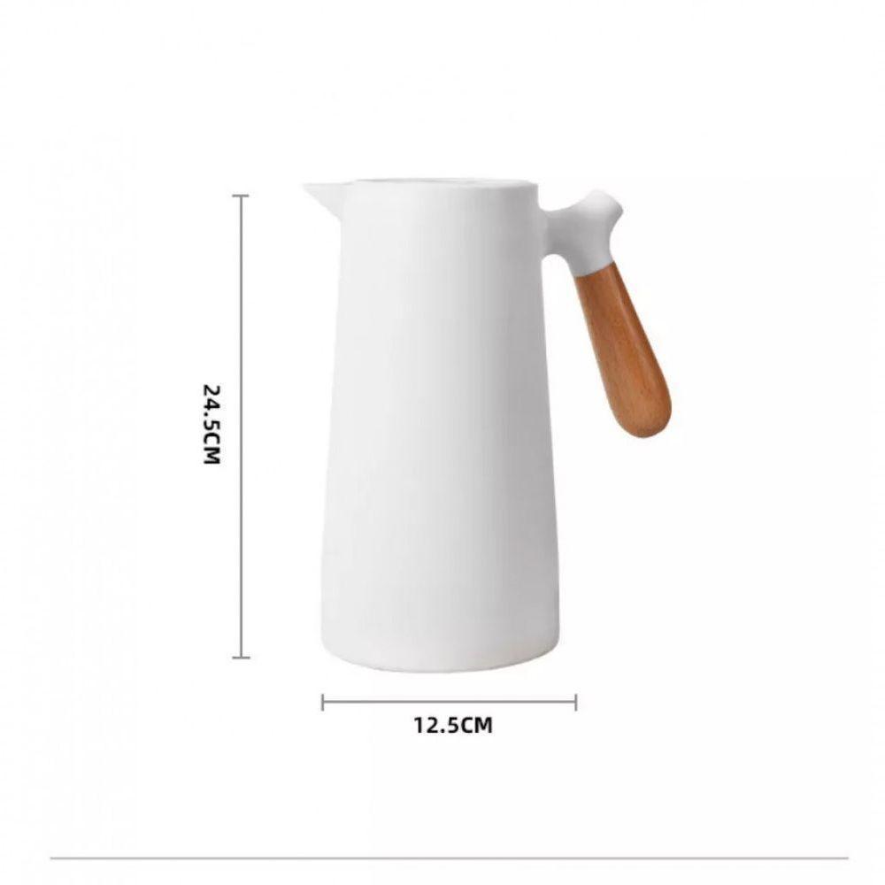 Garrafa Termica Cafeclick Com Cabo De Madeira 1 Litro Branca - 3