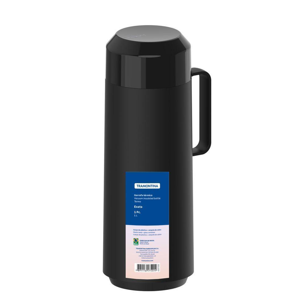 Garrafa Térmica Tramontina Exata Em Polipropileno Preto Com Ampola De Vidro E Tampa Rosqueável 1 L - 4