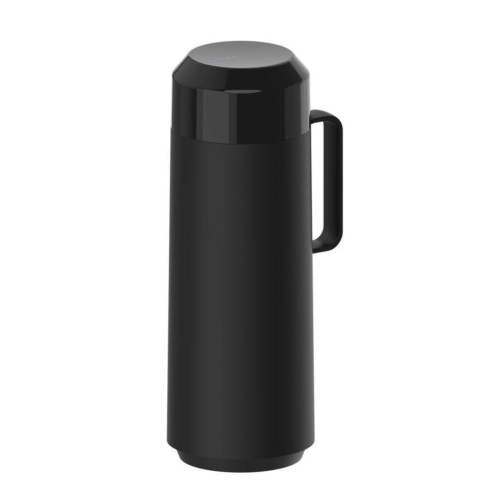 Garrafa Térmica Tramontina Exata Em Polipropileno Preto Com Ampola De Vidro E Tampa Rosqueável 1 L - 9