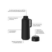 Garrafa Térmica Tramontina Exata Em Polipropileno Preto Com Ampola De Vidro E Tampa Rosqueável 1 L - 2