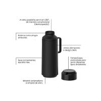 Garrafa Térmica Tramontina Exata Em Polipropileno Preto Com Ampola De Vidro E Tampa Rosqueável 1 L - 3
