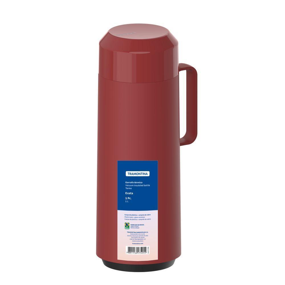 Garrafa Térmica Tramontina Vermelho Com Ampola De Vidro E Tampa Rosqueável 1 L - 8