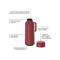 Garrafa Térmica Tramontina Vermelho Com Ampola De Vidro E Tampa Rosqueável 1 L - 2