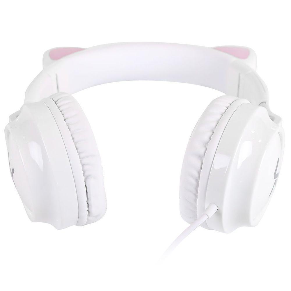 Fone De Ouvido Headset Kitty Ear - Orelha De Gato Branco Com Microfone Cabo 1.2m Plug P2 Estereo P3 - Ke110b - 3