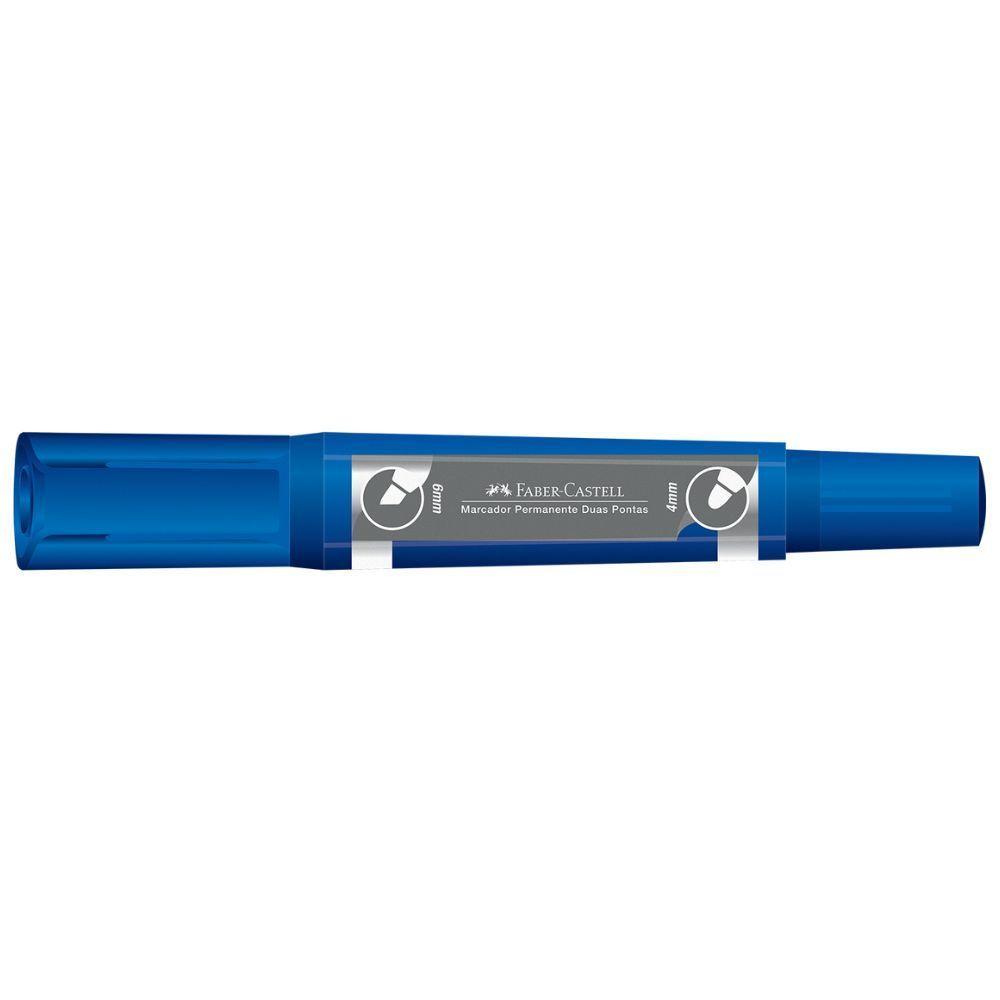Pincel Marcador Permanente Duas Pontas Faber-castell Azul - 4