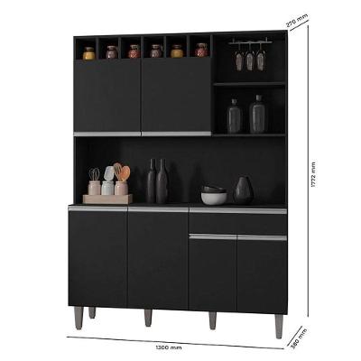 Armário para Cozinha Kit Alice Preto Fosco AJL