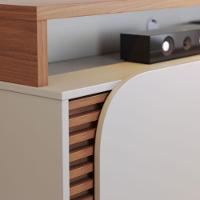 Estante Home Theater Ambiente Jurerê 1.5 Off White Matte Freijó - Colibri - 5