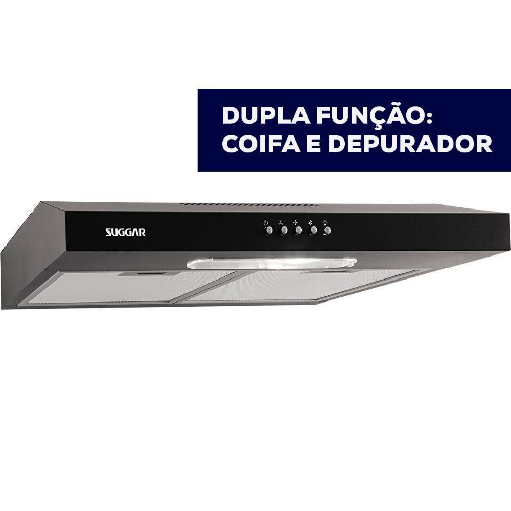 Depurador Slim Suggar DPS162PT 60cm 3 Velocidades Preto 220V - 6