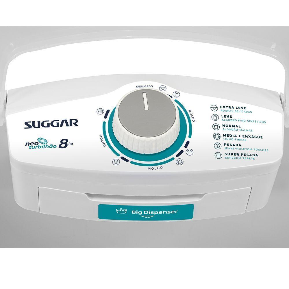 Tanquinho Suggar Neo Turbilhão 8Kg Branco 127V LE8001BR - 4