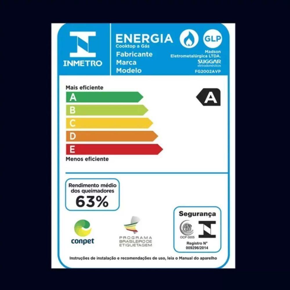 Cooktop Suggar Mesa de Vidro 2 Queimadores FG2002AVP Preto Bivolt - 6