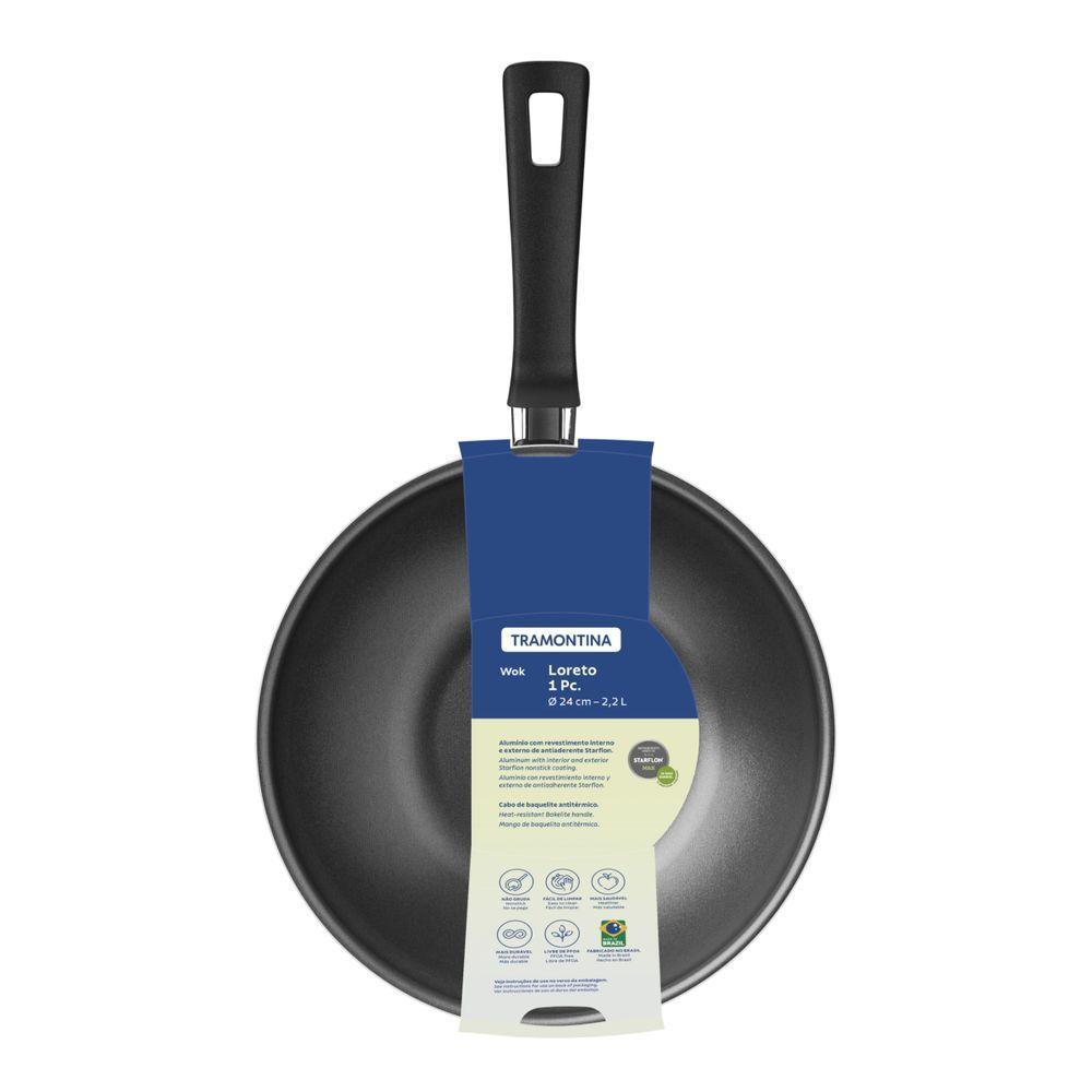 Wok Tramontina com Revestimento Interno E Externo Em Antiaderente Starflon Max Grafite 24 Cm 2,2 L - 6