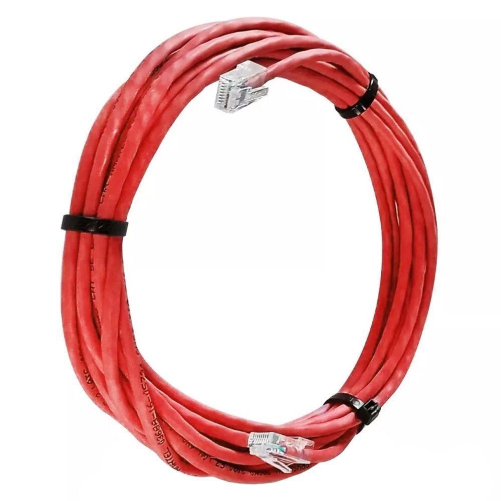 Cabo De Rede Cat 6 Mpt Interno 10 Metros U/utp 4p X 23awg | Vermelho Com Conectores - 1
