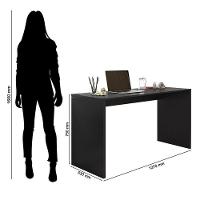 Mesa Para Computador Gávea E Livreiro Office Com Portas Pequenas Preto Trama - Móveis Leão - 5