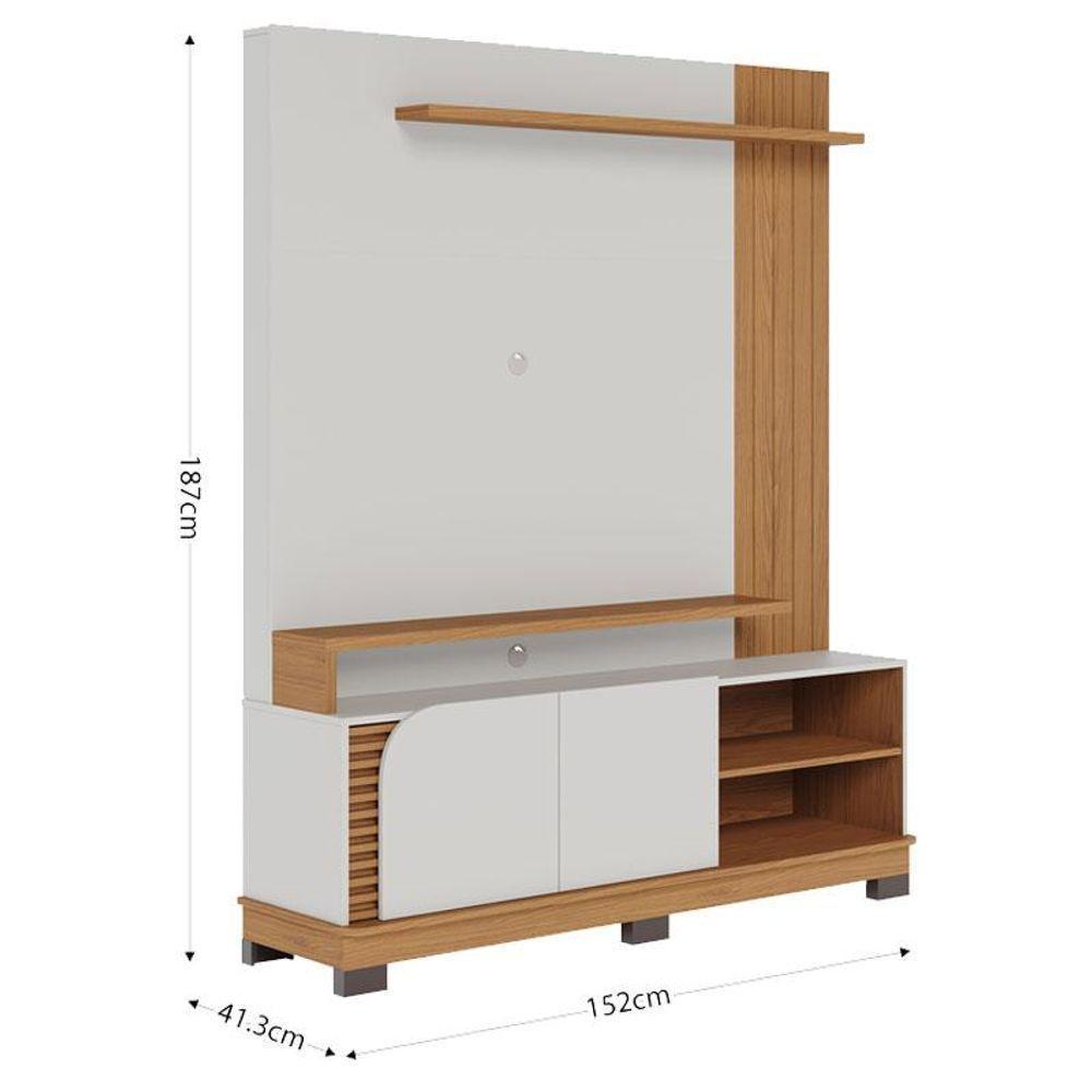 Estante Home Theater Jurerê 1.5 Off White Matte Freijó - Colibri - 5