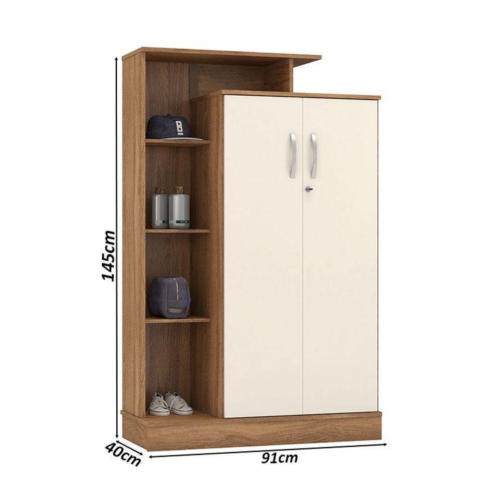 Armário Multiuso 2 Portas Com Chave Ambiente Elite Amêndola Touch Off White - Demóbile - 3