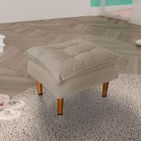 Poltrona De Amamentação Com Puff Quarto Bebê Leticia Suede Bege Escuro - 3