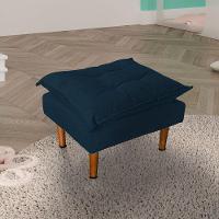 Poltrona De Amamentação Com Puff Quarto Bebê Leticia Suede Azul Marinho - 3