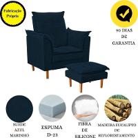 Poltrona De Amamentação Com Puff Quarto Bebê Leticia Suede Azul Marinho - 7