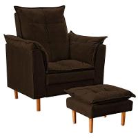 Poltrona De Amamentação Com Puff Quarto Bebê Leticia Suede Marrom - 1