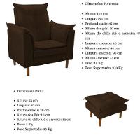 Poltrona De Amamentação Com Puff Quarto Bebê Leticia Suede Marrom