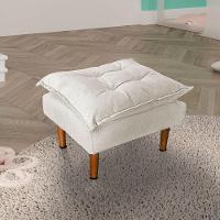 Poltrona De Amamentação Com Puff Quarto Bebê Leticia Suede Bege - 3