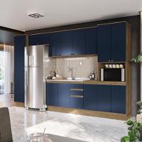 Cozinha Modulada Celeste Kappesberg 100% Mdf Nogueira/azul 360cm - 1