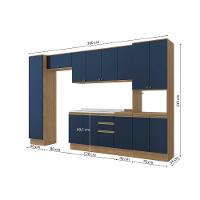 Cozinha Modulada Celeste Kappesberg 100% Mdf Nogueira/azul 360cm - 3