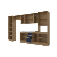 Cozinha Modulada Celeste Kappesberg 100% Mdf Nogueira/azul 360cm - 4