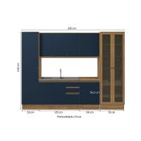 Cozinha Modulada Celeste Kappesberg 100% Mdf Nogueira/azul 300cm - 2